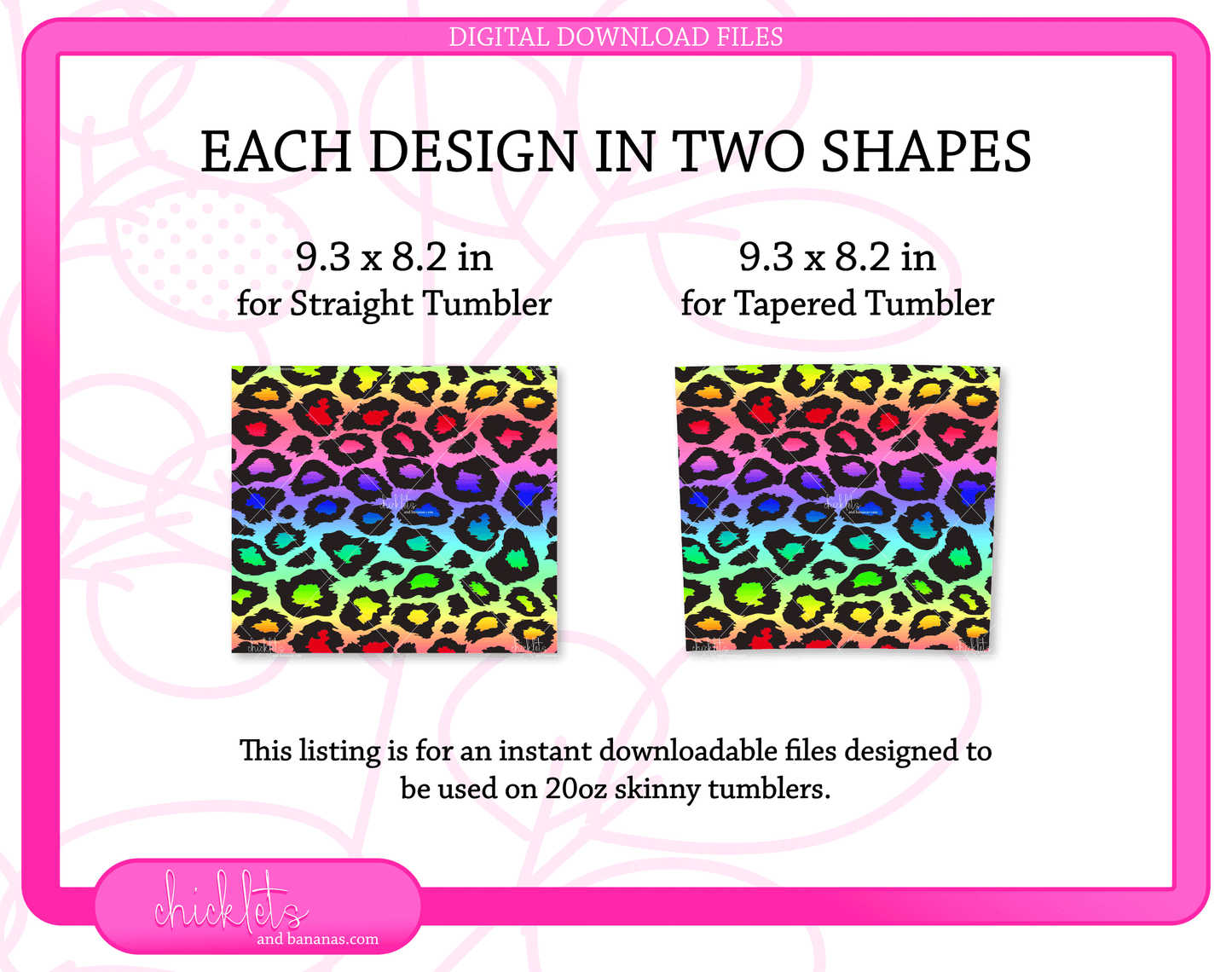 Rainbow Leopard Tumbler Wrap Digital Download | 20 Oz Skinny Tumbler | Instant Sublimation Graphics