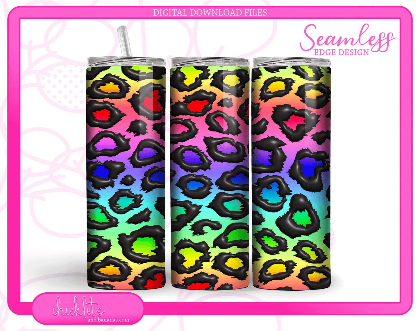 Seamless 3D Inflated Puff Rainbow Tumbler Wrap Digital Download | 20 Oz Skinny Tumbler | Instant Sublimation Graphics