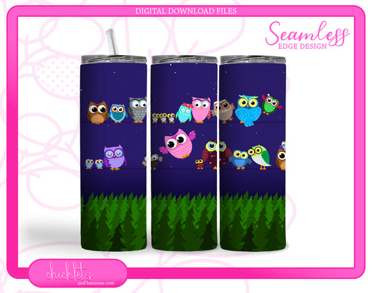 Seamless Owls on a Wire Sublimation Design Tumbler Wrap | 20 oz Straight Tumbler | Digital Image Download